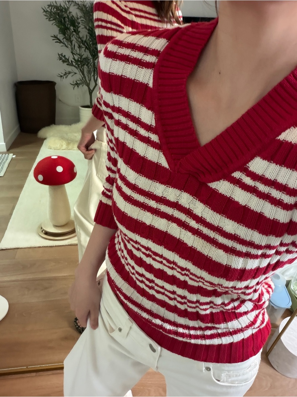 Vintage Y2K Striped V-Neck Sweater